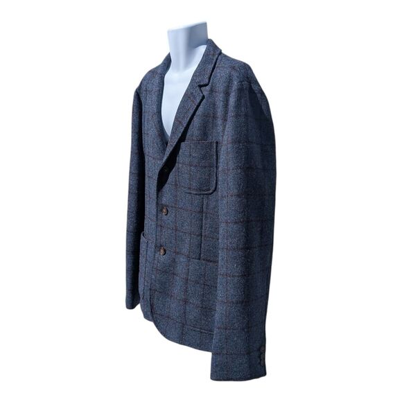 Tommy Hilfiger Moon England Tweed Wool Blazer Jacket Blue Men's Size 48 Academia - Picture 3 of 12